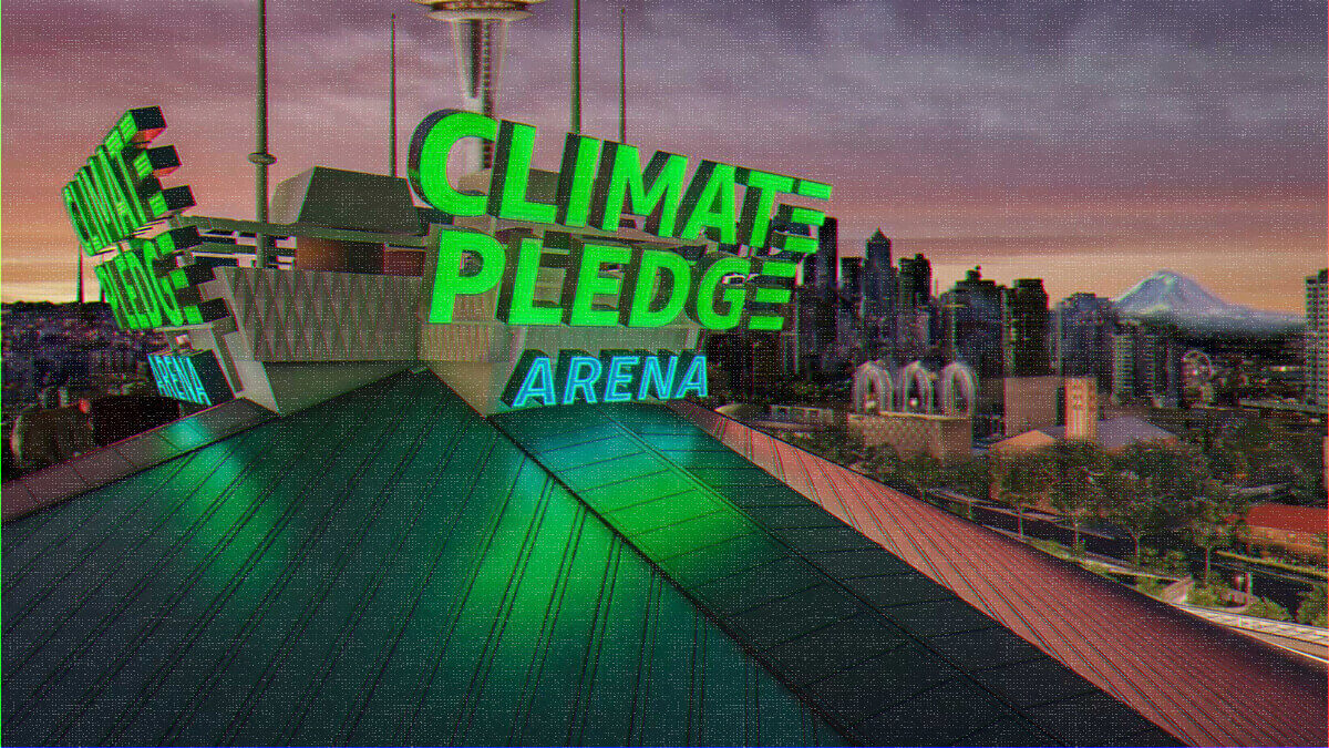 Climate Pledge Arena sign.