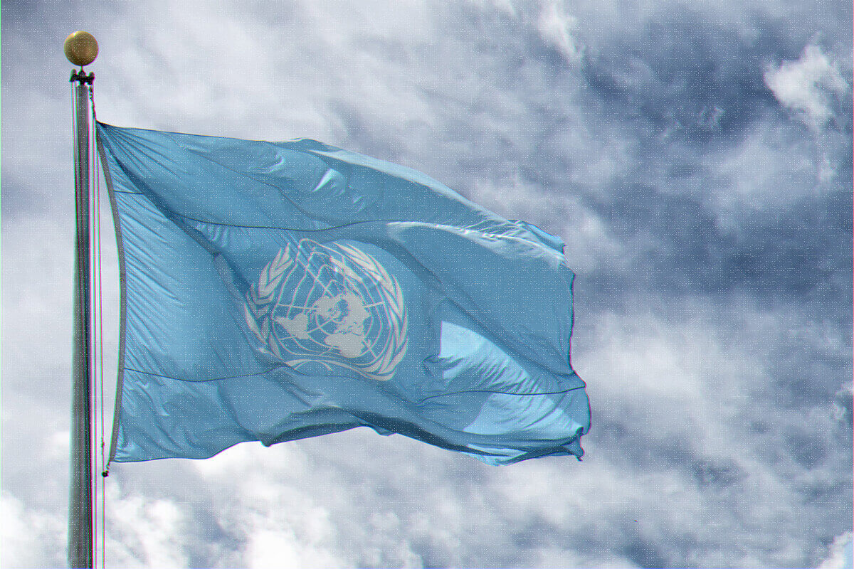 United Nations flag.