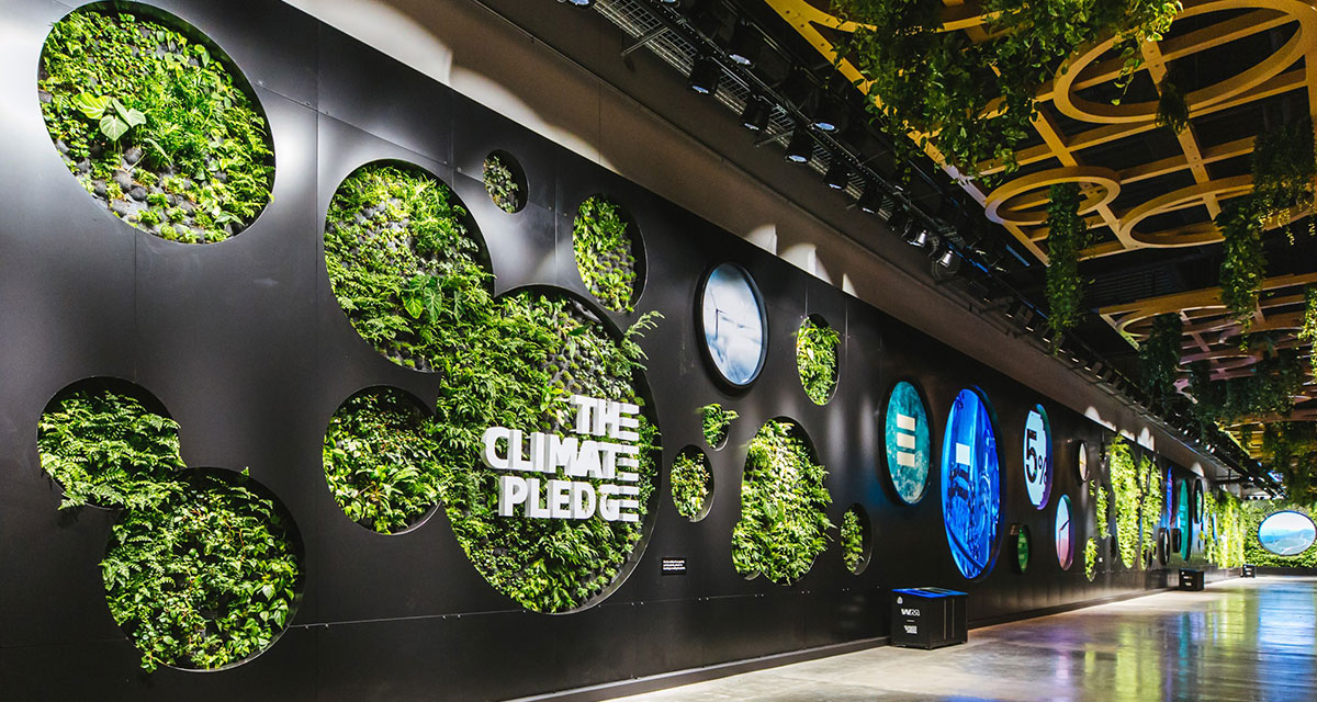 Living wall inside Climate Pledge Arena