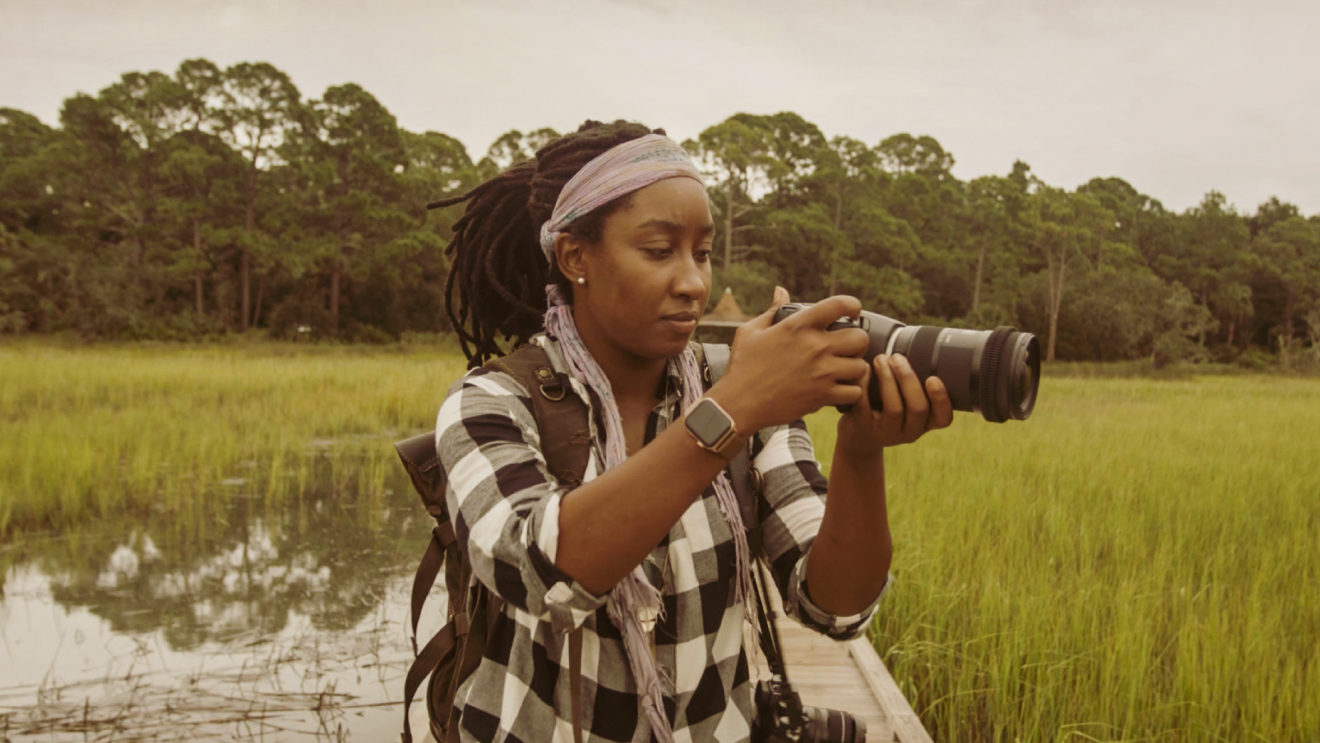 Asha Stuart filming during a National Geographic expedition in Beaufort, South Carolina. Photo by Emad Rashidi