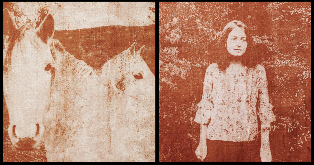 Left: Two horses at Andorra Valley, close to Uhuaia, Tierra de Fuego. Right: Portrait of Nair Salome, young inhabitant of Ushuaia, in the woods