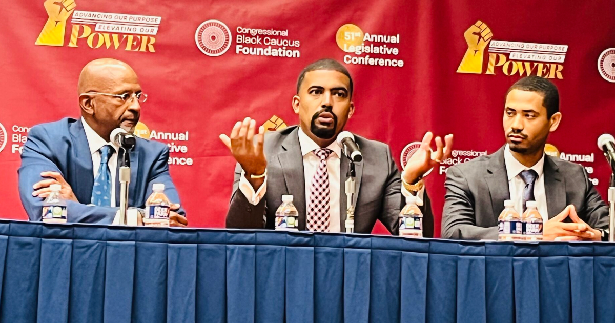 Campbell speaking on a clean energy panel for Congressional Black Caucus Week. 